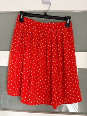 Aina Be Size M Red Square Print Pleated Skirt